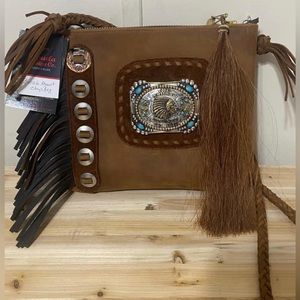 Espuela Design Co Leather Chap Bag Purse w/ Belt Buckle Mount + Horsehair Tassel